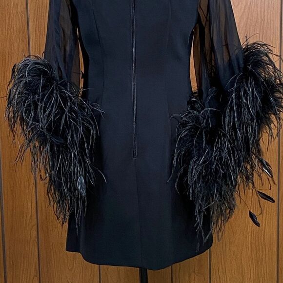 Alice + Olivia  Izola Feather-Trim Minidress size 8 - Picture 11 of 16